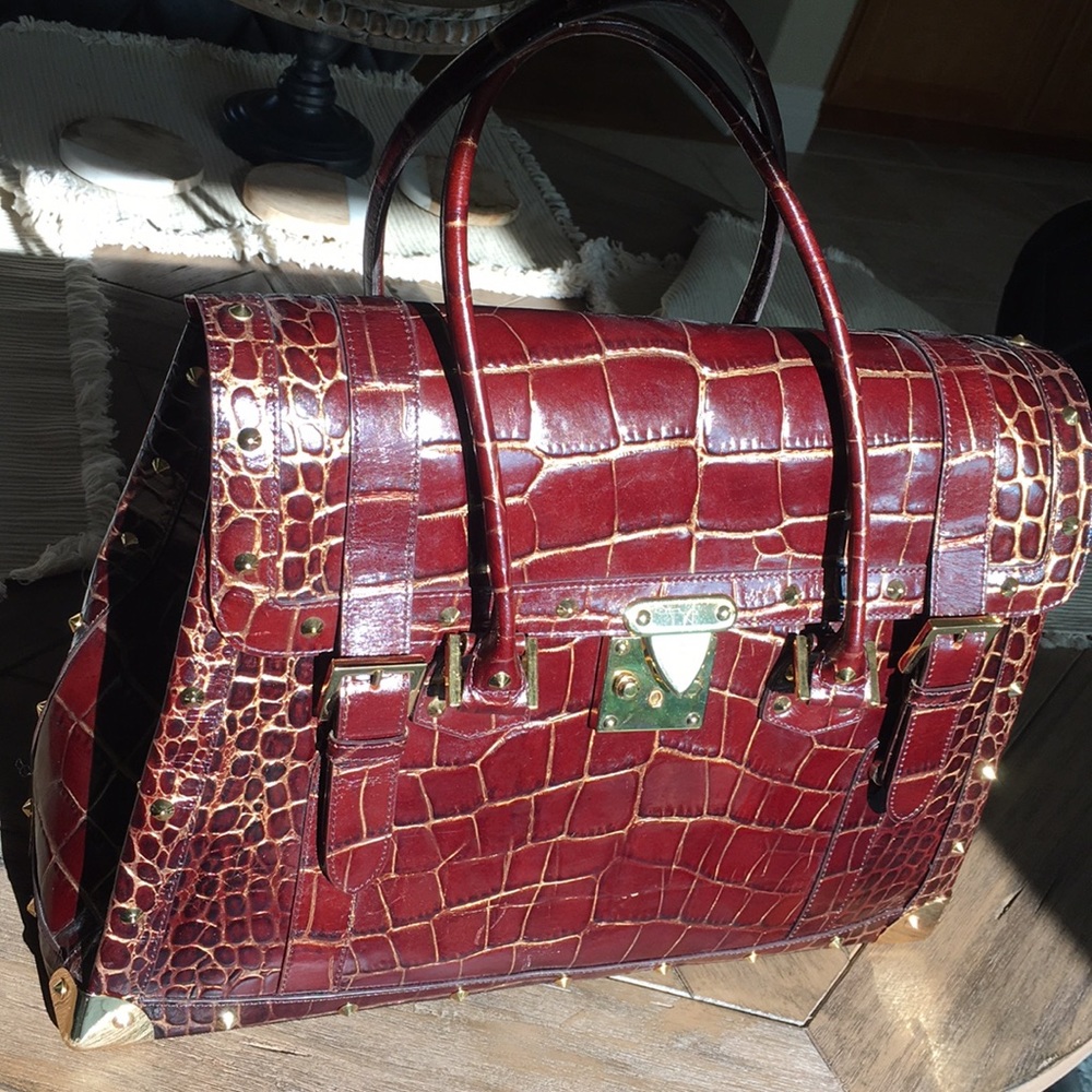 Nordstrom Genuine Leather Vintage Cherry Tote Bag